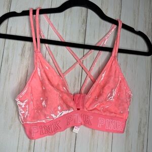 PINK Victoria's Secret Velvet Bralette in Velour Coral Small